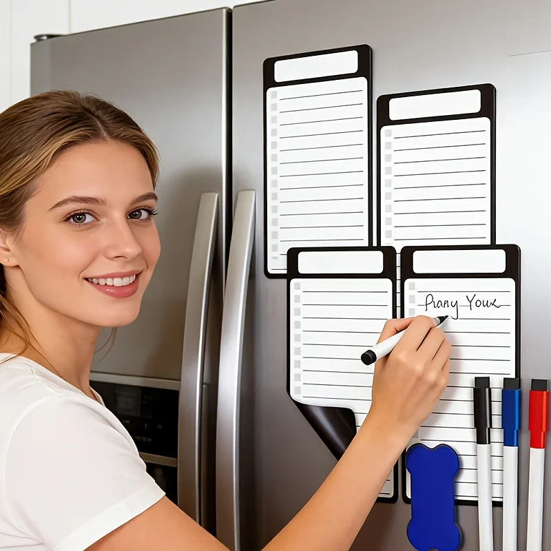 Magnetic Erasable Fridge Note Boards Reusable Writing Boards With Marker Household Kitchen Shopping List Planner