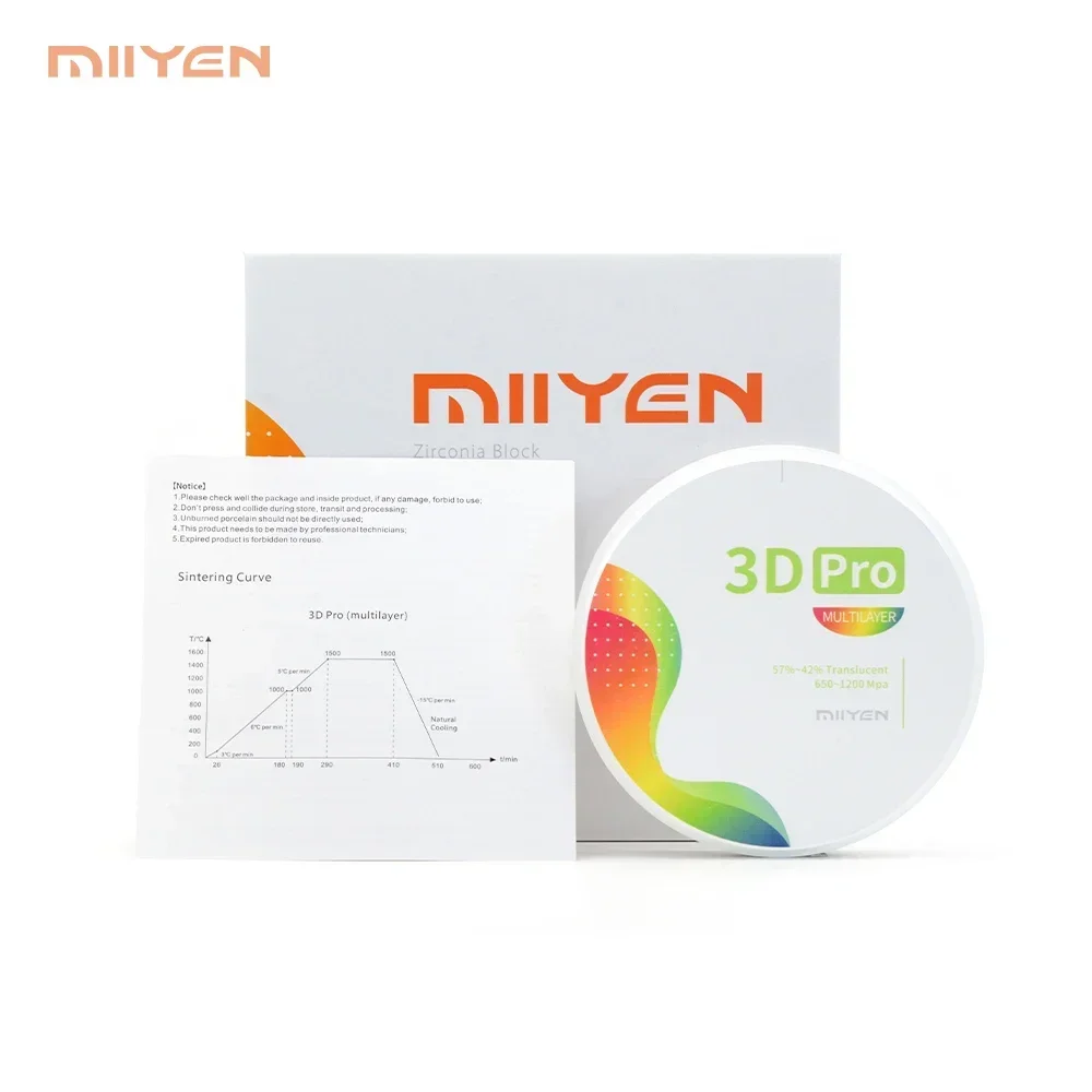 MIIYEN الجمالية الكل في واحد ثلاثية الأبعاد برو دن تال زركونيا كتلة متعدد الطبقات دن تال زركونيا كتلة دن تال زركونيا كتلة