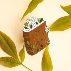 Lost in A Book Hard Enamel Pin  Lover Metal Badge Worm Lapel Pins Brooch for Jewelry Accessory Gifts for Friends Wholesale