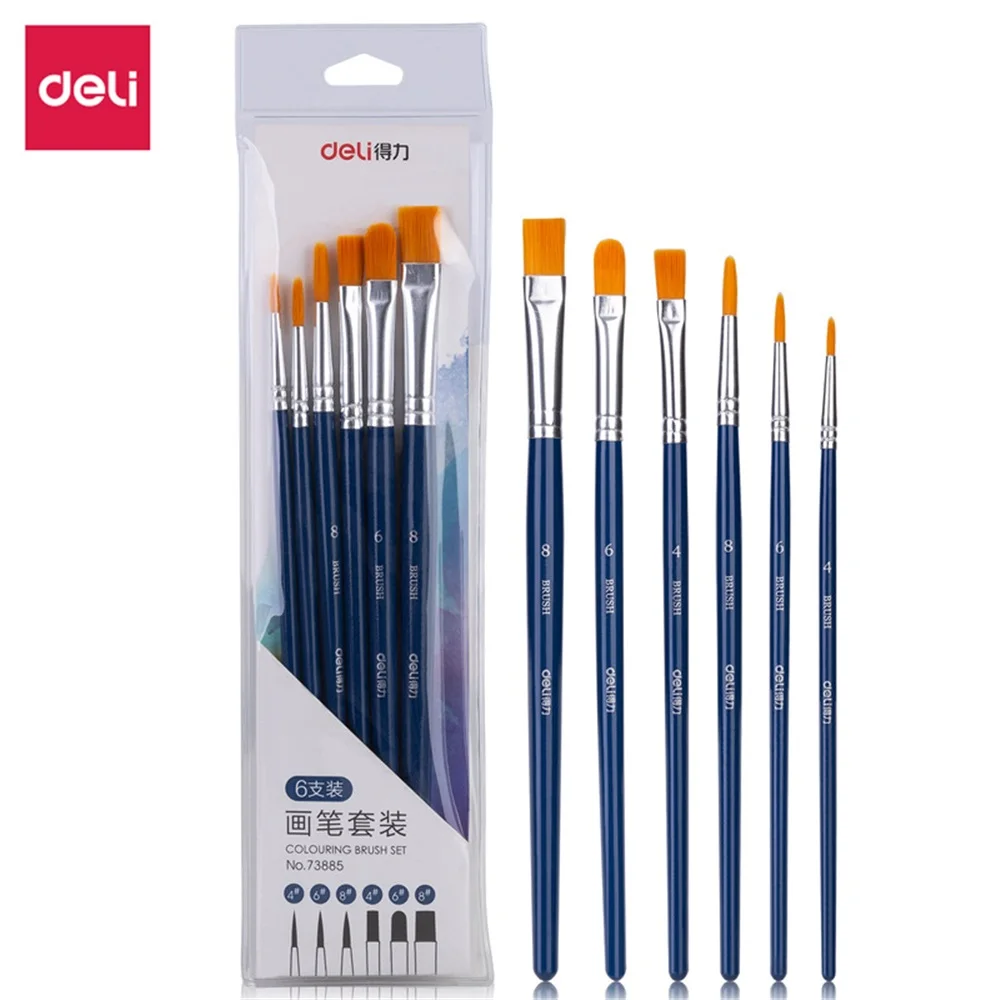 6pcs Detail Paint Brush, Professional Fine Acrylic Oil Watercolor Brushes for Face Nail Body Art Craft Model Miniature Painting