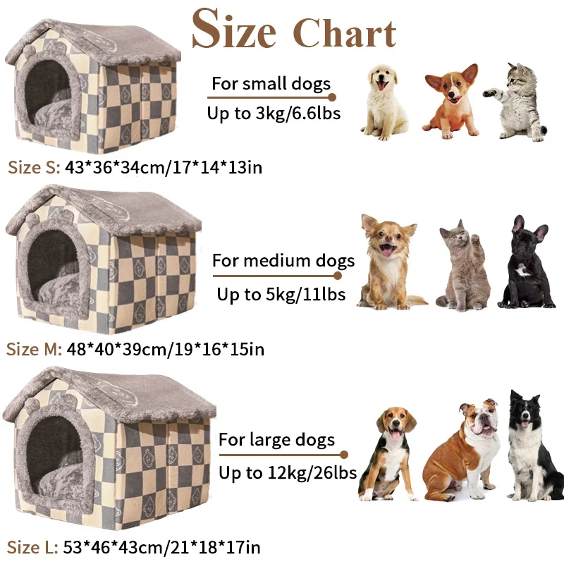 Foldable Dog House Dog Bed Pet Supplies Winter Small and Medium-sized Dogs Warm Pet Supplies Puppy Cave Sofa