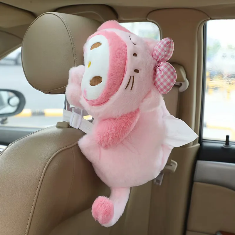 

Sanrio Plush Pillow Kawaii Car Tissue Box Doll Toy Doll Pillow Cartoon Kuromi Cinnamoroll My Melody Cute Car Accessories Gift