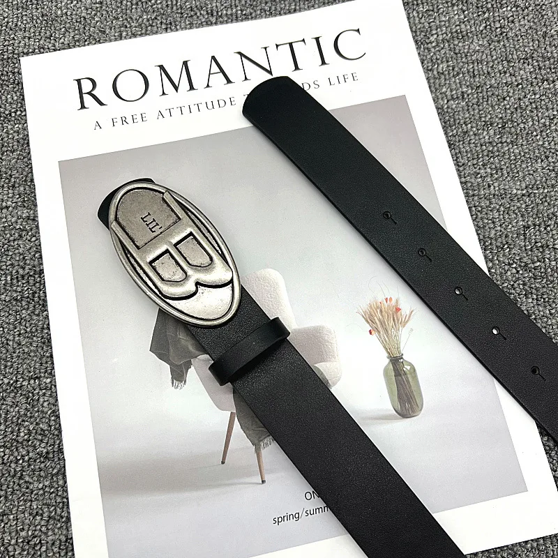 حزام نسائي ريترو جديد النسخة الكورية حزام PU سراويل عمل ضيقة للسيدات حزام جينز بسيط ومتعدد الاستخدامات للنساء