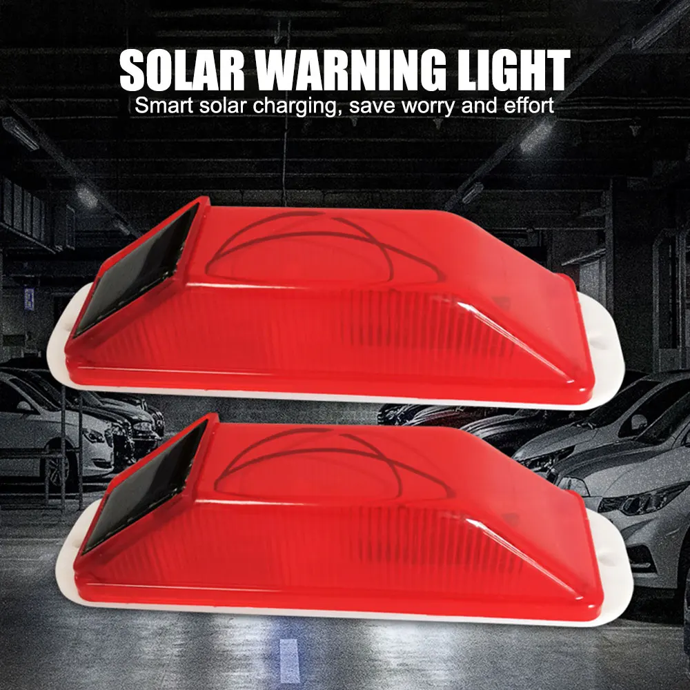 Red Car Solar Strobe Warning LED Lamp Chip Control Bridge Rechargeable Night Driving Traffic Safety Caution Light Accessories