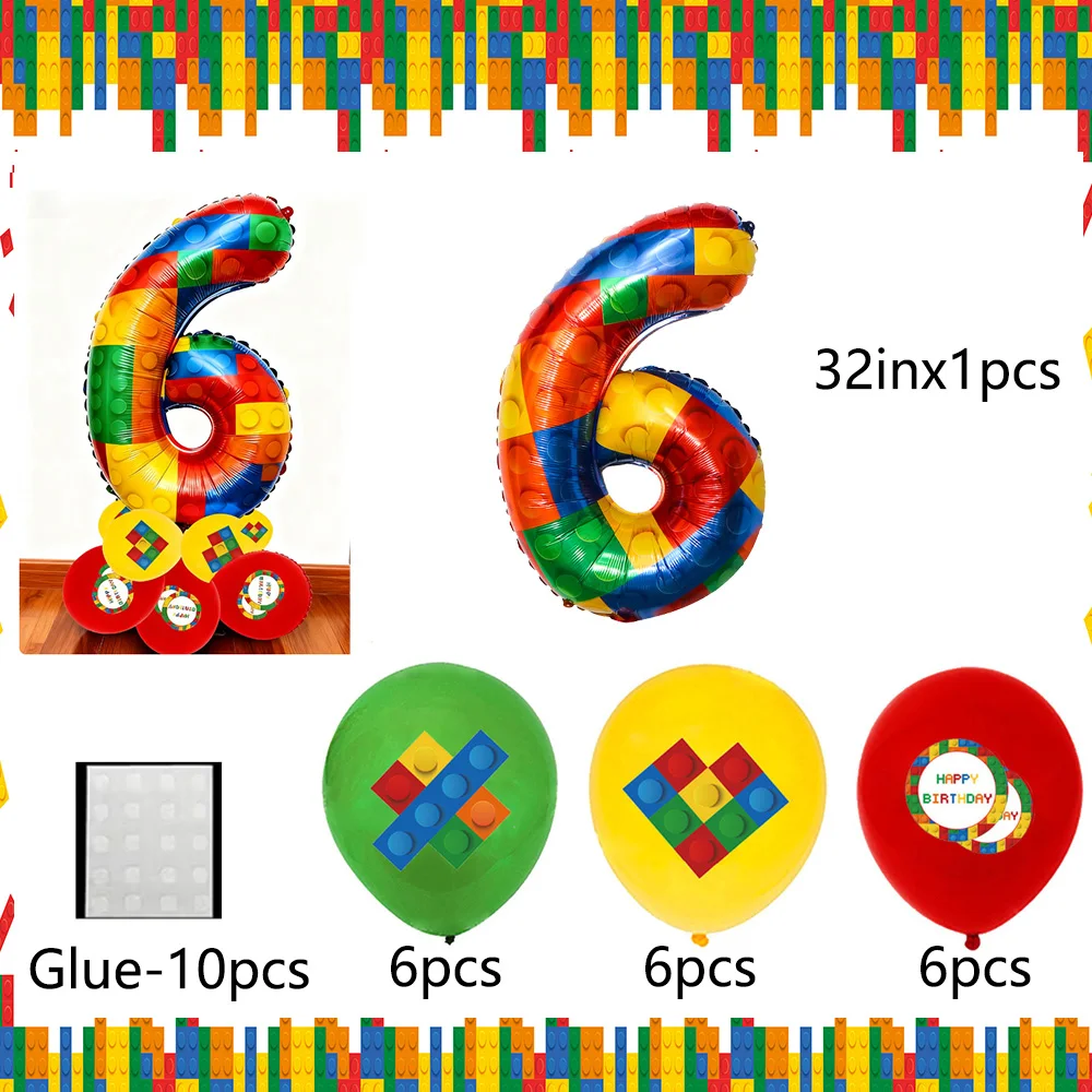 20 Stück Baustein Geburtstagsdekoration Ballon Set 32 ​ ​ Zoll Zahlen Zahlen Kinder Geburtstagsgeschenke Babyparty Partyzubehör – Detail 7