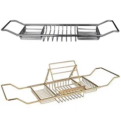 Laptop Stand Wire Bath Tub Tray Stainless Bathtub Tray Expandable Bath Table Shelf Over Bath Tub Racks Optional Gold/Silver