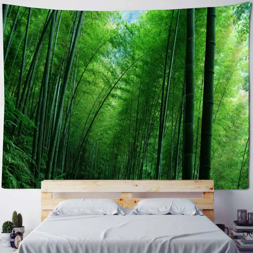 Forest landscape tapestry, home background wall decoration, outdoor picnic mattress, living room and bedroom decoration, blanket