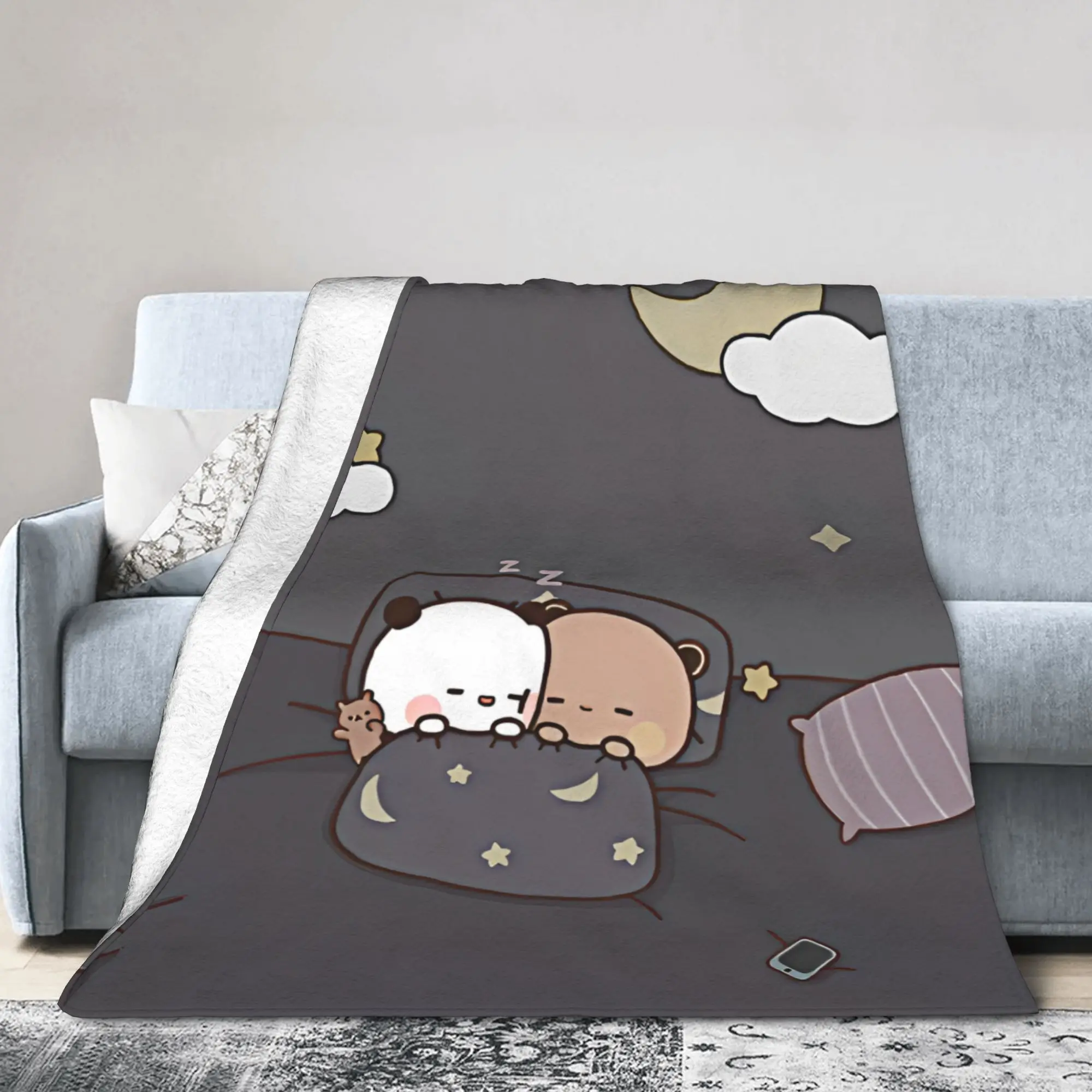 Good Night Bubu Dudu Blankets Flannel  Super Warm Throw Blankets for Bedroom Sofa Bedroom Quilt
