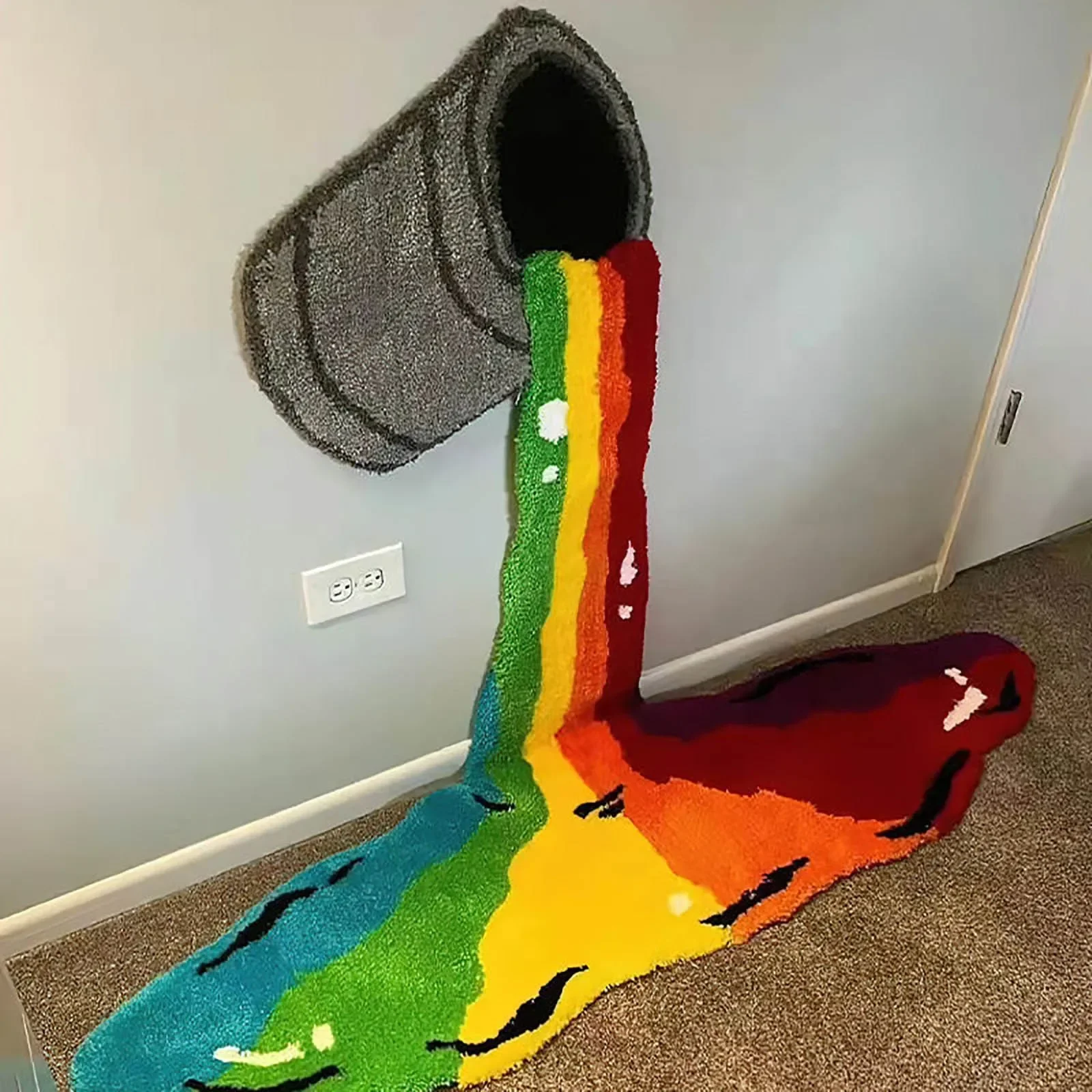 

Creative Rainbow Paint Bucket Wall Carpet Tapestry Home Decoration Bedroom Blanket Non-Slip Living Room Floor Mat Fashion Rugs