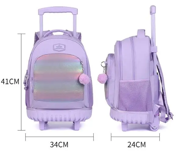 16 Inch Rolling Backpack For Girls School Wheeled Backpack Girls Travel School Children Luggage Toddler Rolling Luggage backpack