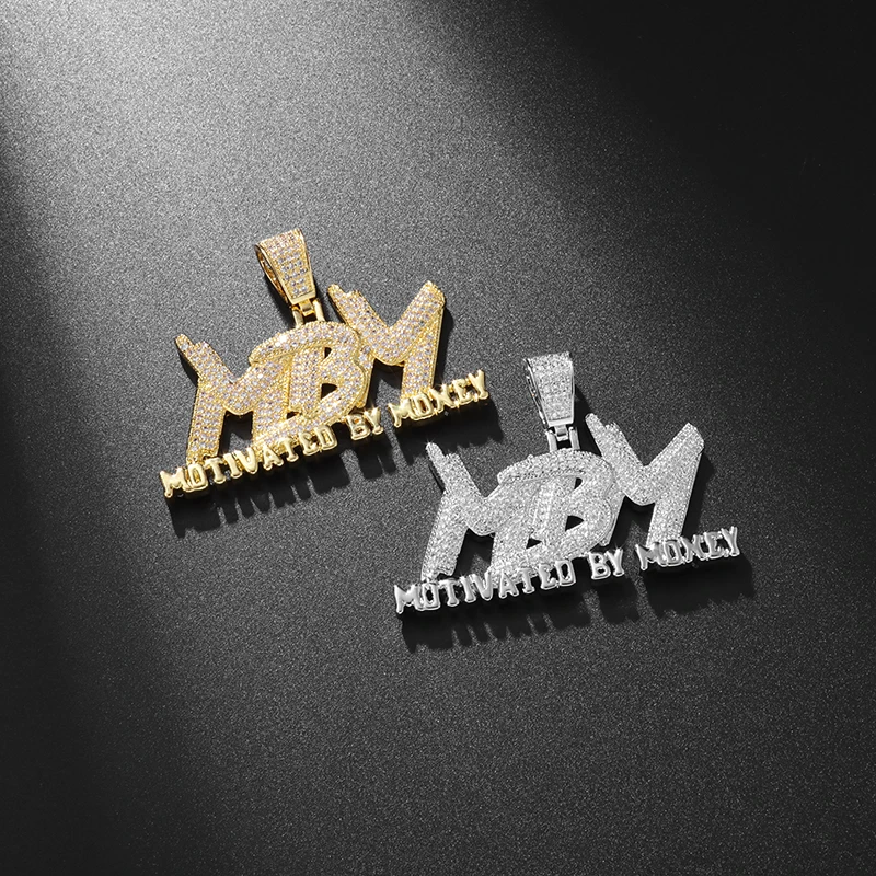 Hip Hop Men and Women Cubic Zircon MBM Letter Pendant Iced Out Full  Necklace Jewelry Gift