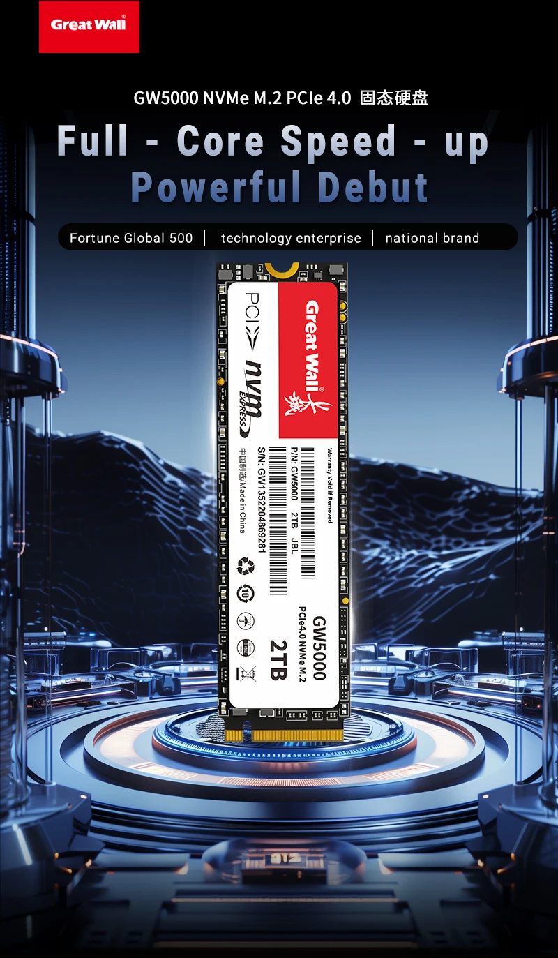 Great Wall 5000MB/s SSD NVMe M.2 2280 512GB 1TB 2TB Internal Solid State Hard Disk M2 PCIe 4.0 2280 SSD Drive for PS5 Laptop PC