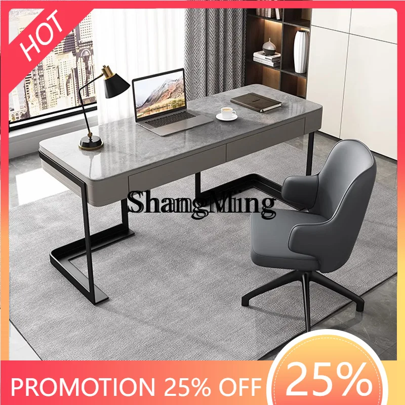 

FG good-looking minimalist bright rock slab desk modern light luxury household small apartment desktop computer desk