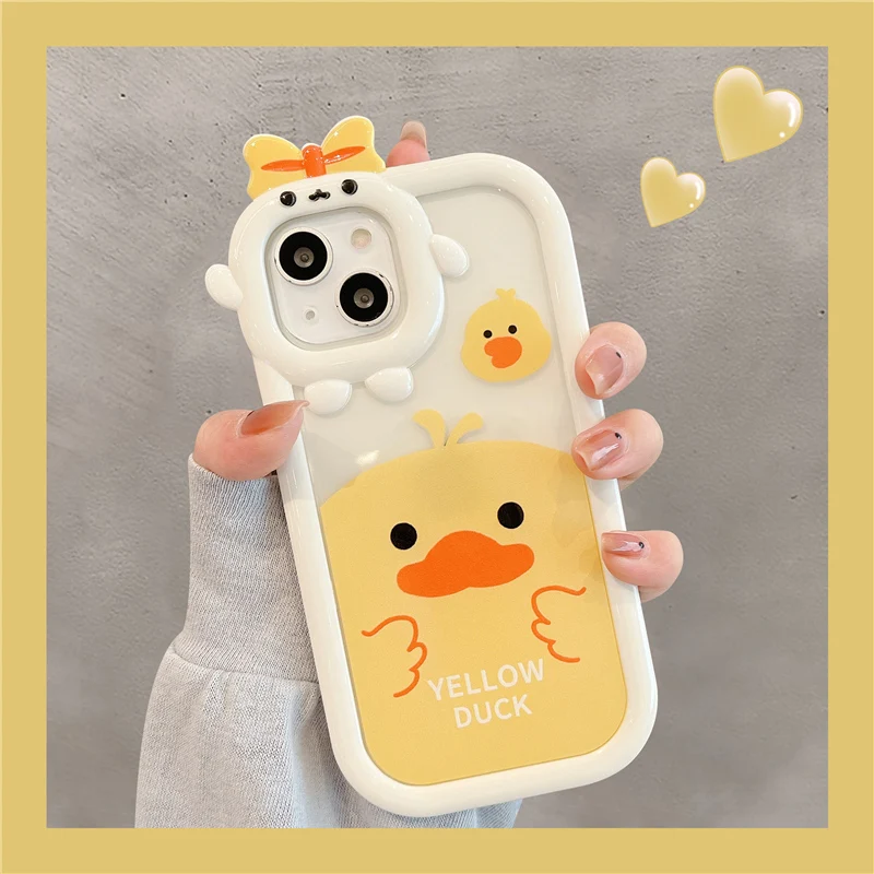 Little Monster Soft Phone Case For iPhone 11 Case iPhone 15 14 13 12 16 Pro Max 6 7 8 15 Plus XS XR SE Cartoon Yellow Duck Cover