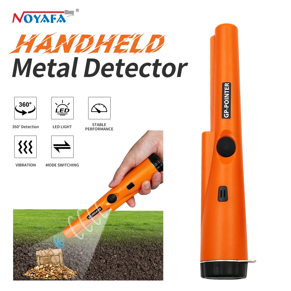 Handheld Metal Detector 1set Waterproof Lightweight High Sensitivity Portable with LED Lights and Bracelet for Treasure Hunting