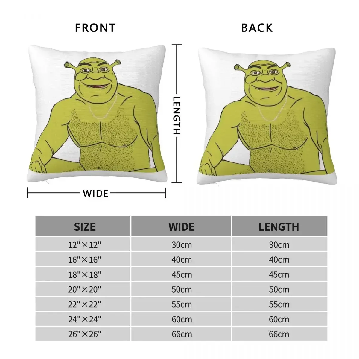 Sexy Shrek Square Pillowcase Pillow Cover Polyester Cushion Decor Comfort Throw Pillow for Home Bedroom