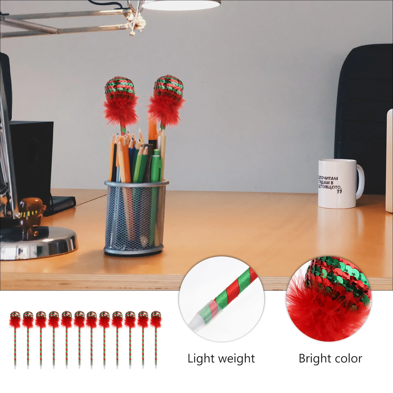 

12 Pcs Ballpoint Pens Christmas Cartoon Appearance Plastic Stationery Students Party Gift Even Ink Full Strokes Kids