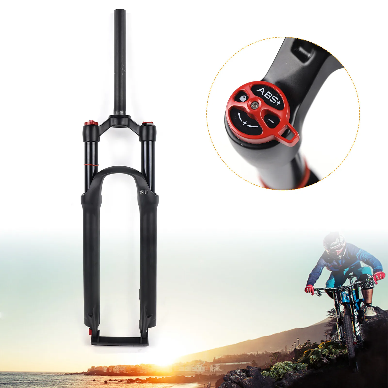 

26 Inch Suspension Front Fork with Rebound Adjustment for Mountain Bikes 120mm Travel Durable Aluminum Alloy Construction