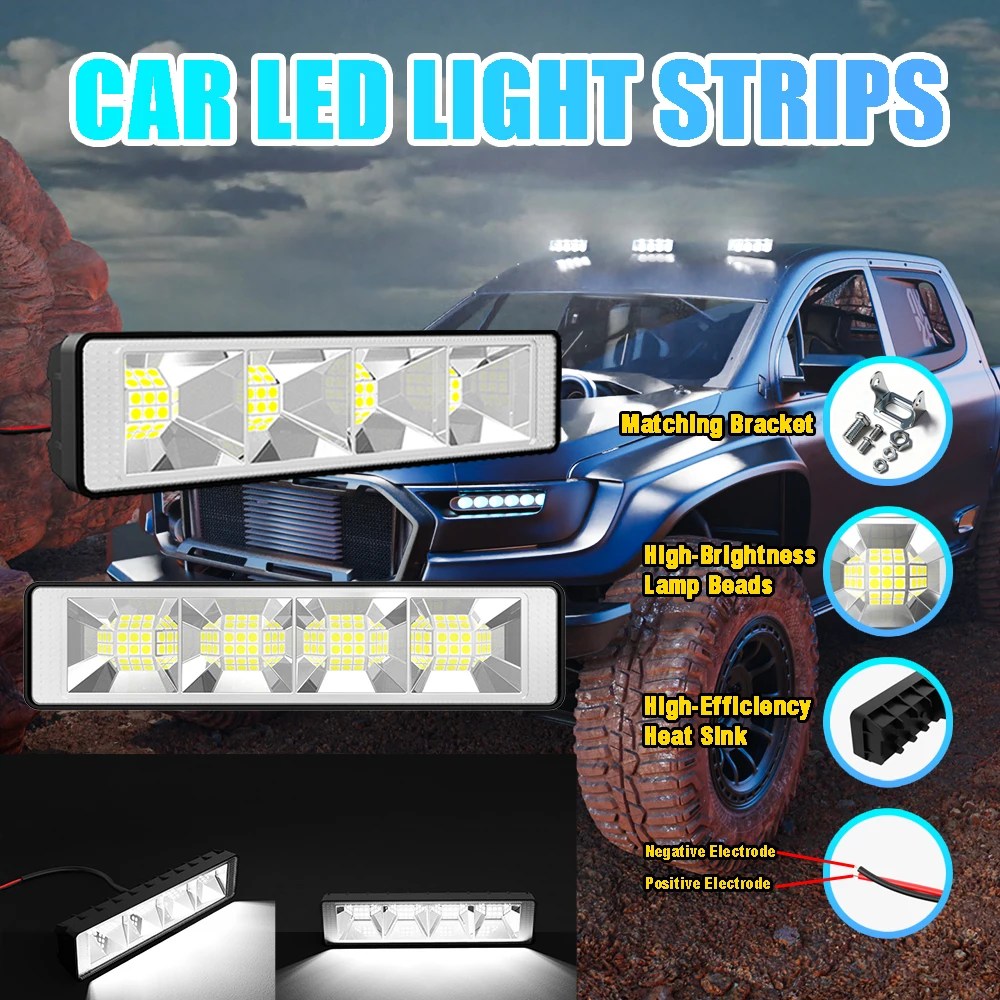 

1pcs 12V-24V Car LED Work Light Bar Flood Spotlights Driving Fog Lamp Led Bar Work Light for 4x4 Offroad Truck Tractor Boat