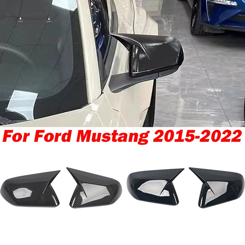 Car Rearview Mirror Cover Wing Side Mirrors Cap With/No Signal Light For Ford Mustang 2015-2022 Auto Exterior Accessories