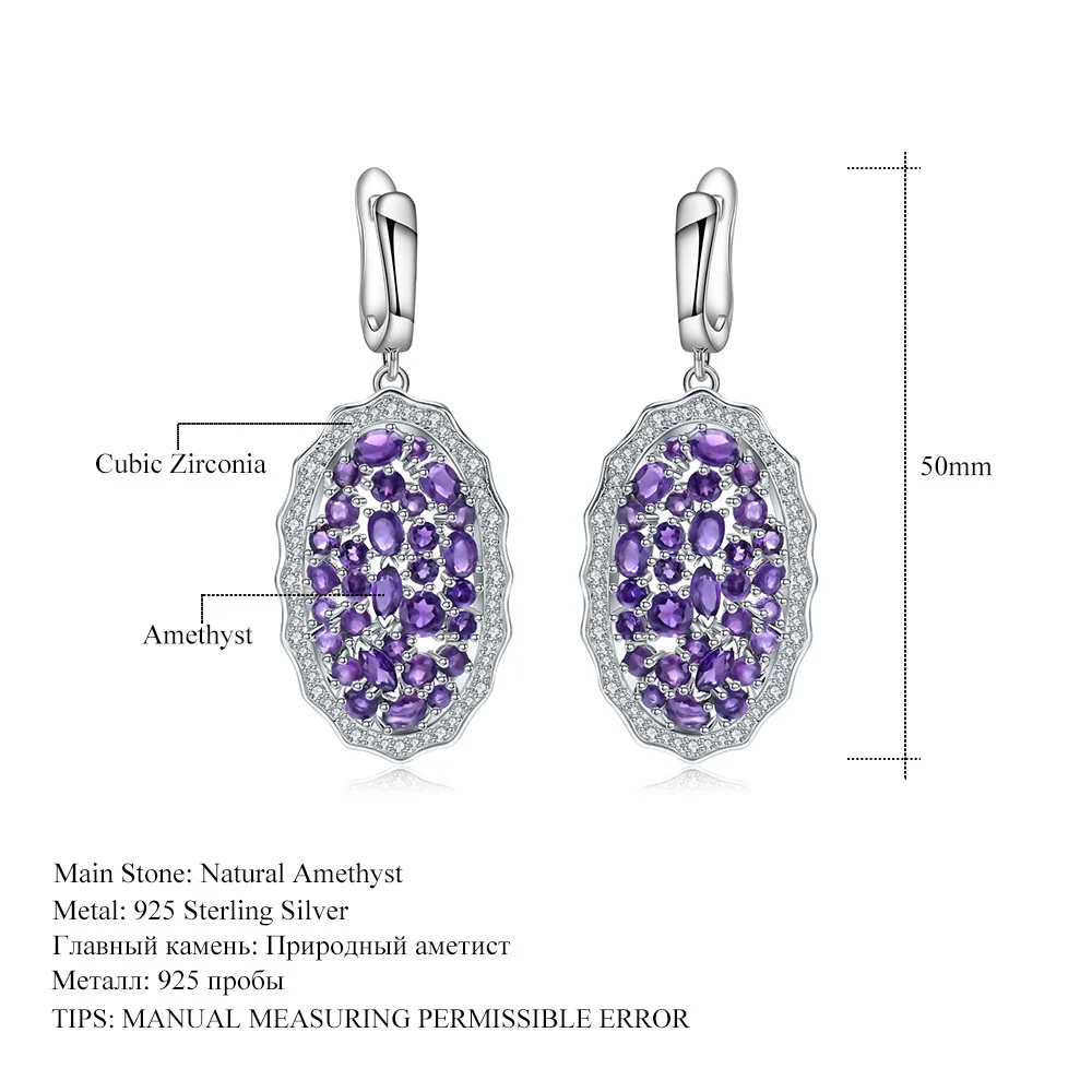 

genuine Luxury brand real jewels Luxurious Amethyst and Set with Premium Sense s925 Silver Inlaid Natural Colorful Treasure Earr