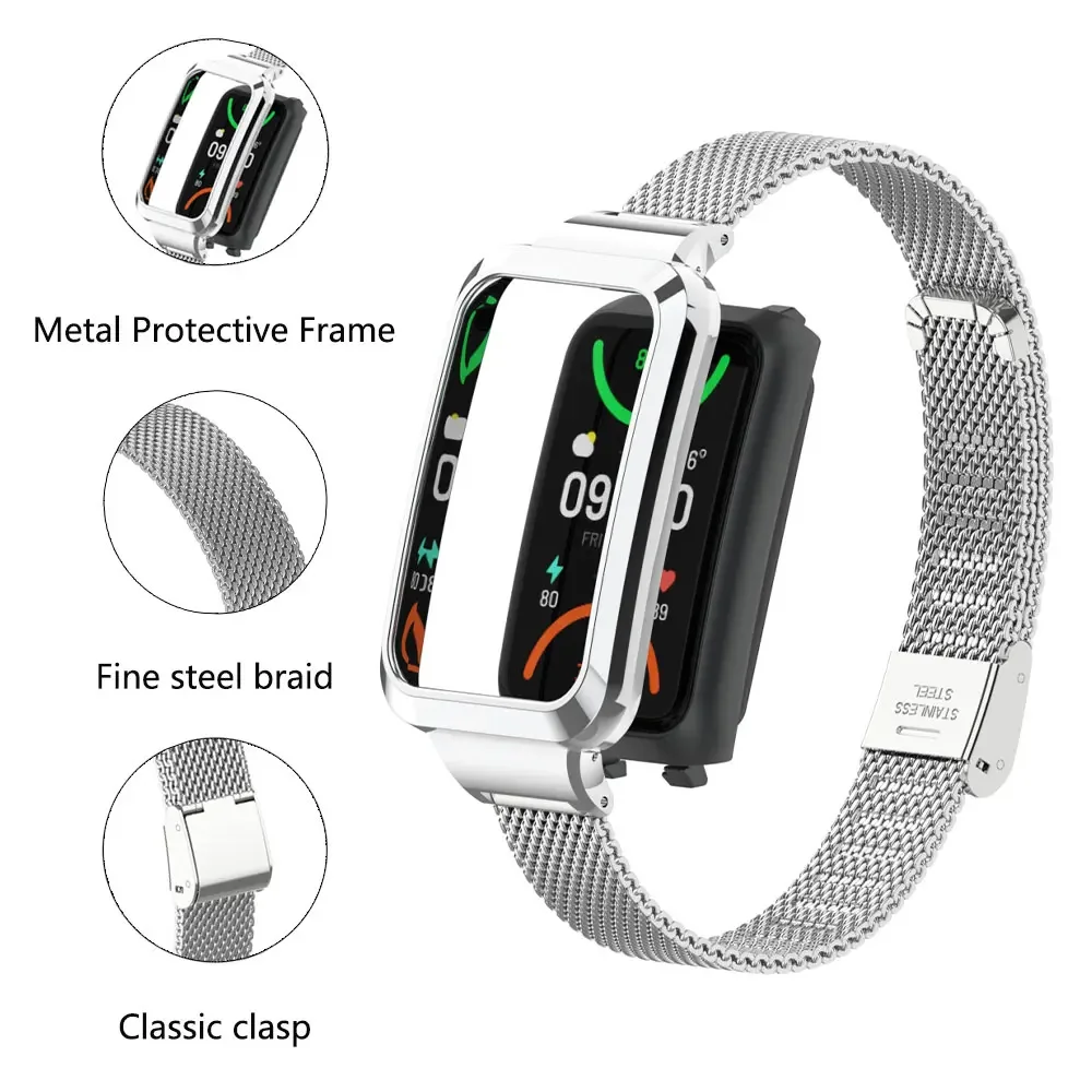 Suitable for Oppo Band 2 Stainless Steel Mesh Strap Oppo Watch Free. Metal Stainless Steel Buckle Replacement Strap