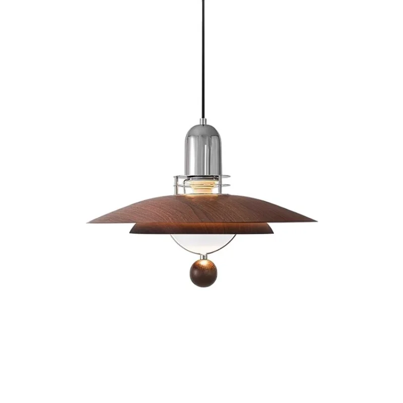 

Dish lamp dining room chandelier, medieval flying saucer lamp, retro American bedroom walnut color