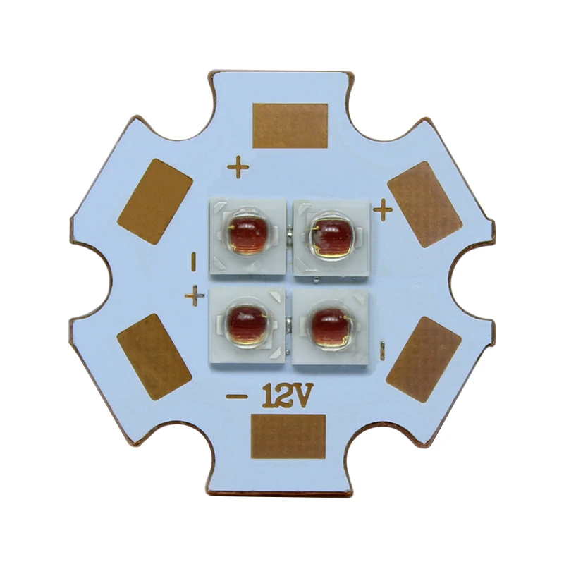 10W-12W EverLight 3535 4Chips 4-LEDs 3V6V12V Infrared IR 850nm 940nm 730nm High Power LED Emitter Diode with 20mm Copper PCB