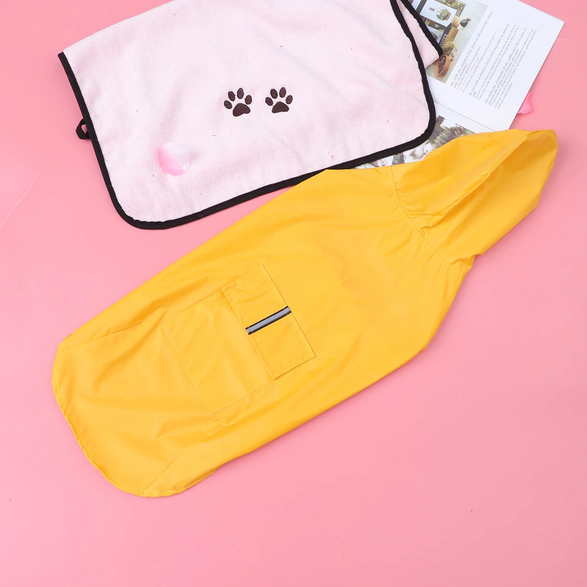 

Pet Dog Raincoat Hooded Yellow 3xl Waterproof Breathable Nylon Reflective Strip Rain Jacket Puppy Poncho Rain Jacket