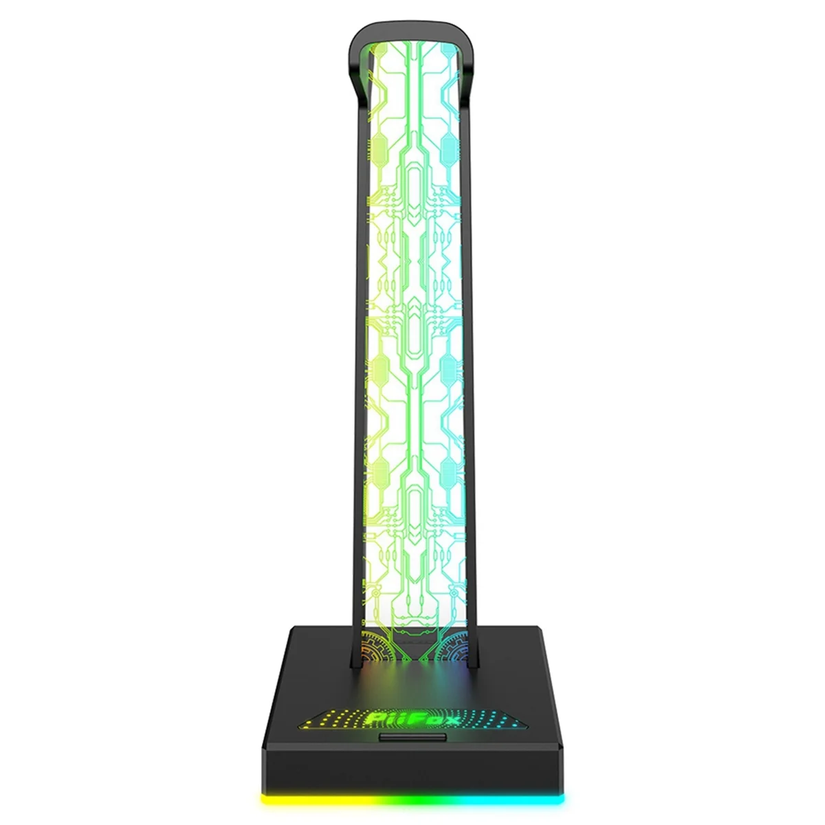 ที่วางชุดหูฟังสําหรับเล่นเกม Piifox RGB ยอดนิยมพร้อมไฟ 10 ดวง อินเทอร์เฟซ USB คู่