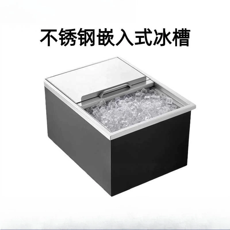 Commercial Embedded Stainless Steel Ice Storage Bin Insulated Ice Tank With Sliding Push Cover