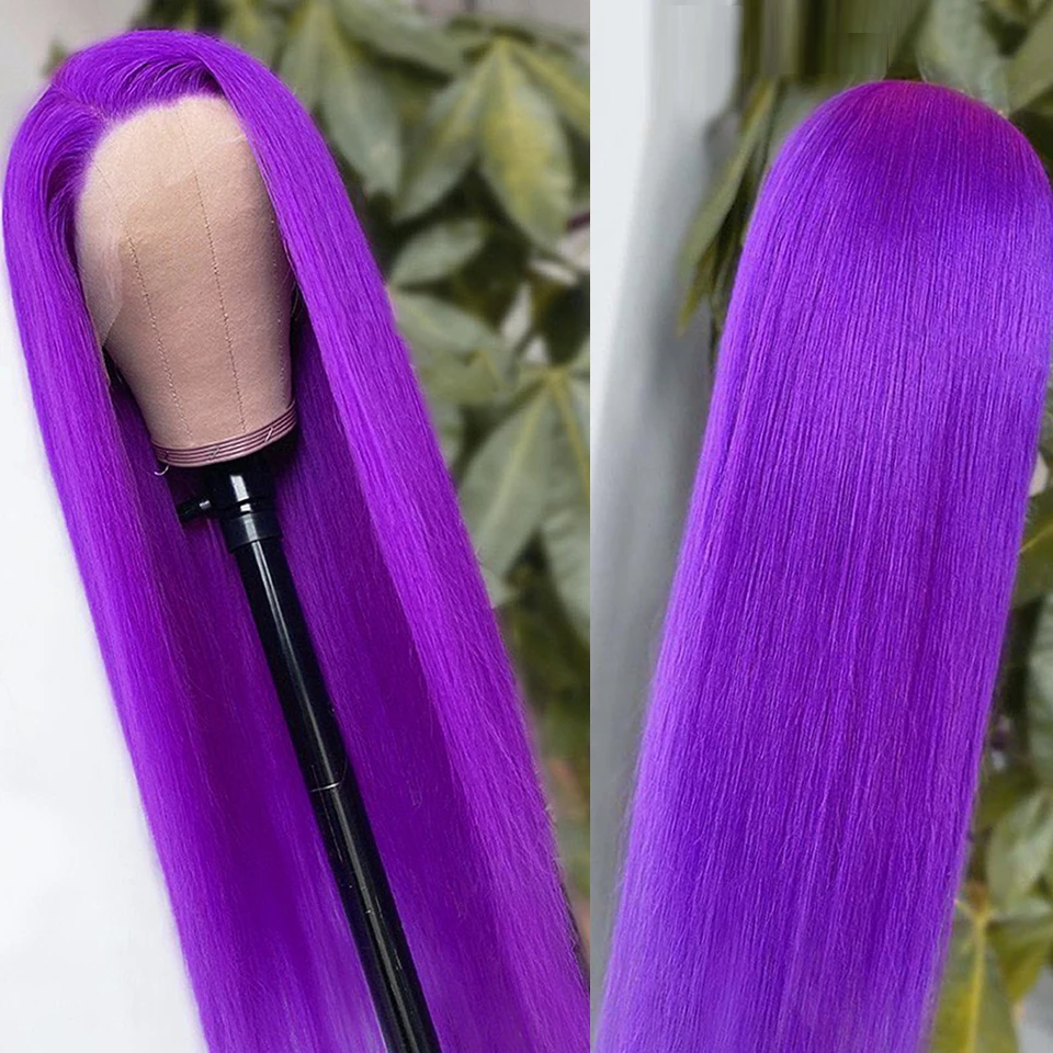 Charisma Purple Synthetic Lace Front Wig Long Straight Dark Purple Lace Front Wigs Pre Plucked Hairline Glueless Wigs Daily Use