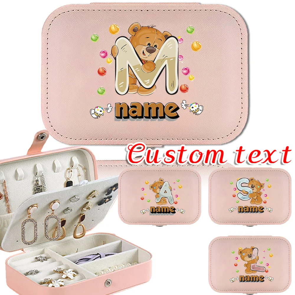 

Customized Leather Portable Jewelry Box Large Capacity Travel Necklace Earrings Double-layer Storage Jewelry Box Cartoon Series