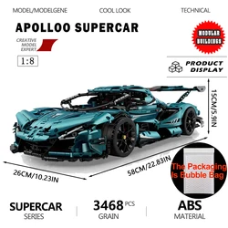 1:8 ABOL-IE Supercar Model Building Block Technical Desktop Decoration Assembly High tech Bricks Set 3468PCS Kids Toy For Gifts