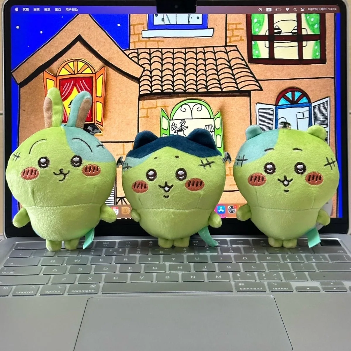 Chiikawa أنيمي زومبي سلسلة أفخم دمية Hachiware Kawaii المفاتيح قلادة Usagi هالوين دمية هدية عيد ميلاد لطيف جرلي القلب