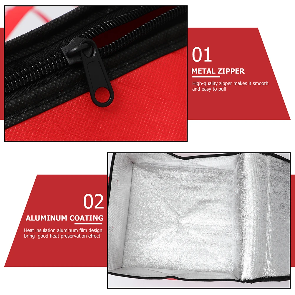

Insulated Food Storage Bag Non Woven Aluminum Foil Material Portable Lunch Tote Reusable Bento Container Thermal Pizza Bag Heat