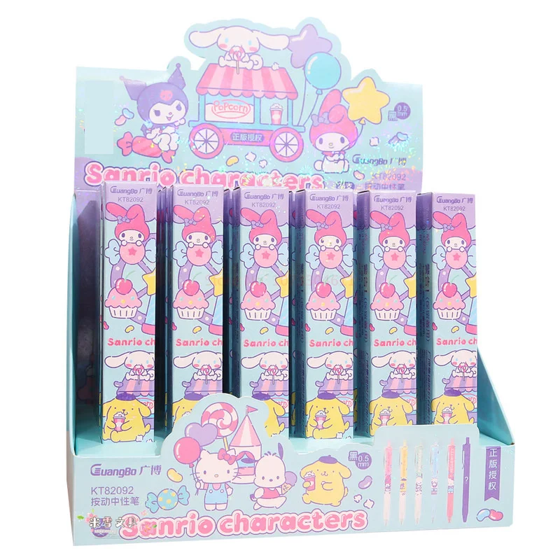 Imagem -05 - Sanrio Série Aleatória Caneta Caixa para Estudantes Alta Aparência Nível Desenhos Animados Criativo Bonito Alunos Imprensa Gel Caneta Papelaria Genuíno por Atacado