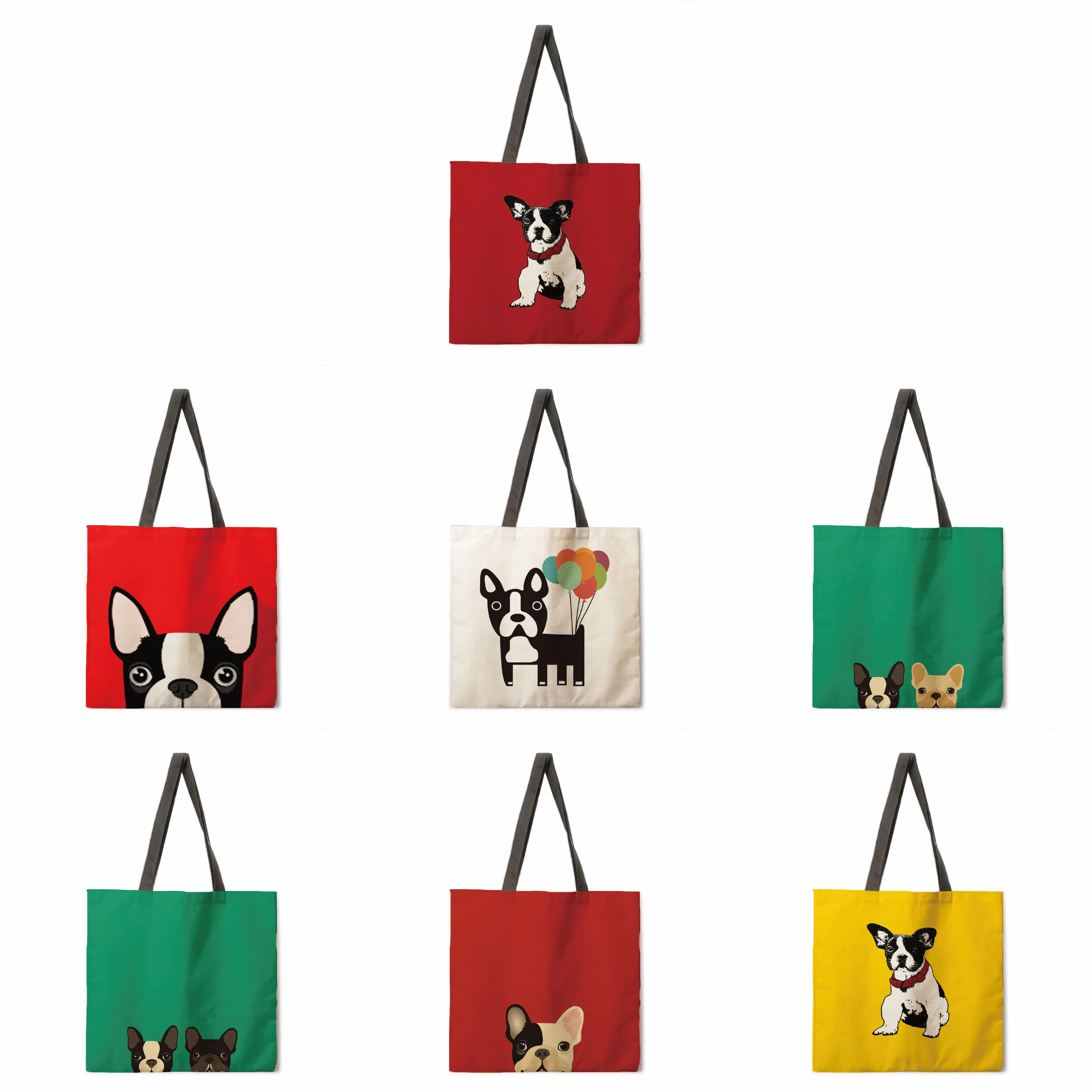 

Oil painting style dog fighting casual handbag, foldable shopping bag, women's handbag, fashionable beach bag, tote bag