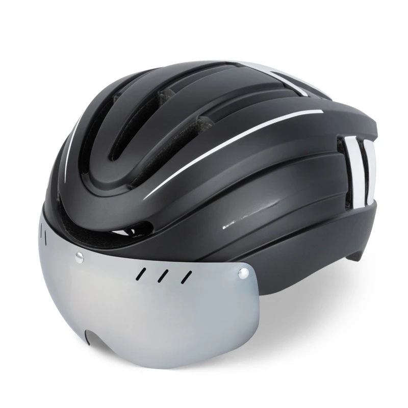 Bike Helmet Hard Hat Integrated Mountain Riding Helmet with LED Warning Light