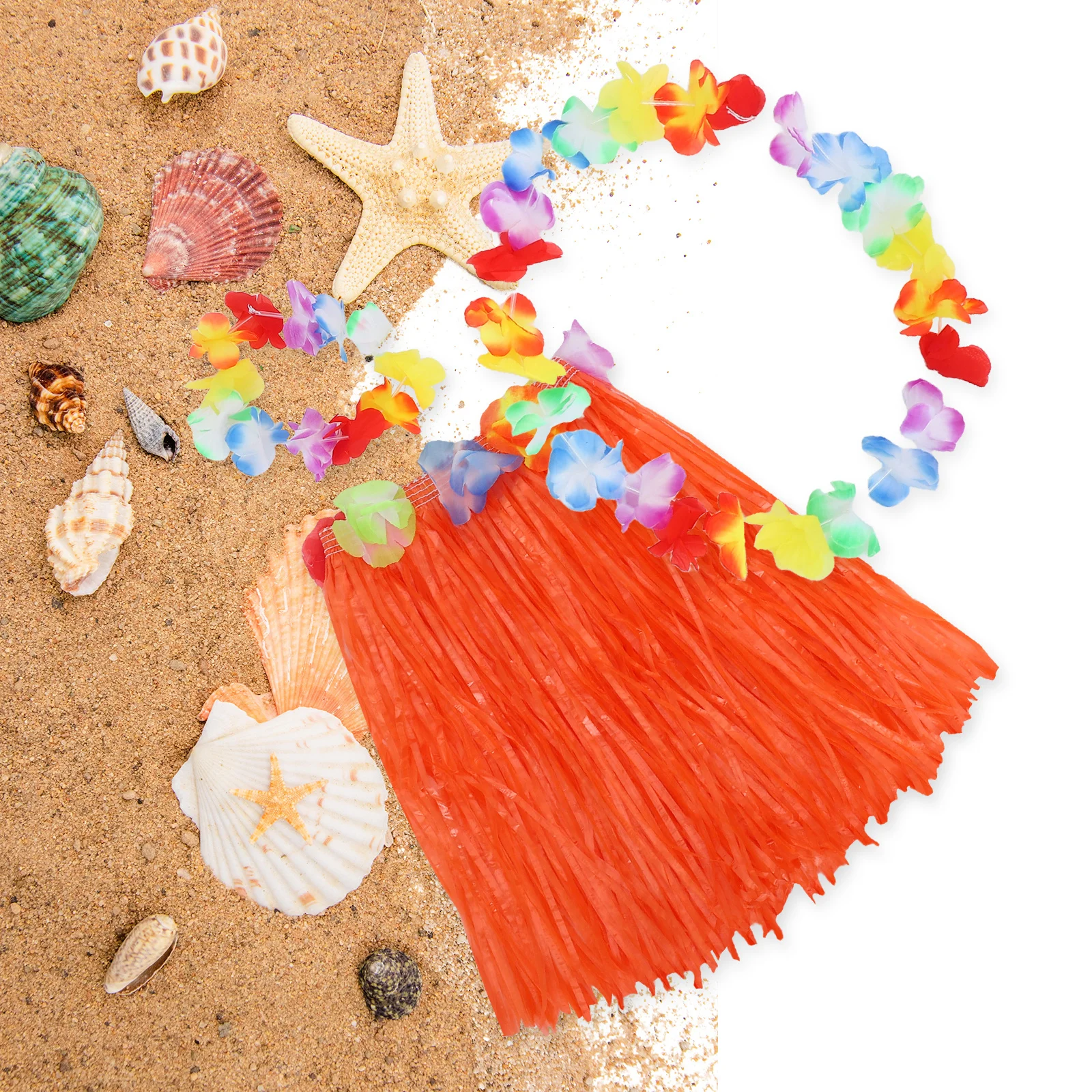 

4pcs Grass Hawaiian Party Skirt Skirt Set Hawaiian Hula Costume For Luau Party Beach Tropical Event Dance Accessories
