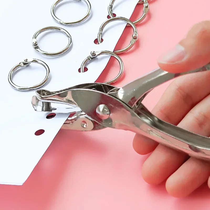 เครื่องเจาะรูเดี่ยวขนาด 6 มม. สำหรับเข้าเล่มแบบใช้มือ เหมาะสำหรับกระดาษ สมุดภาพ อุปกรณ์สำนักงาน และอุปกรณ์การเรียน