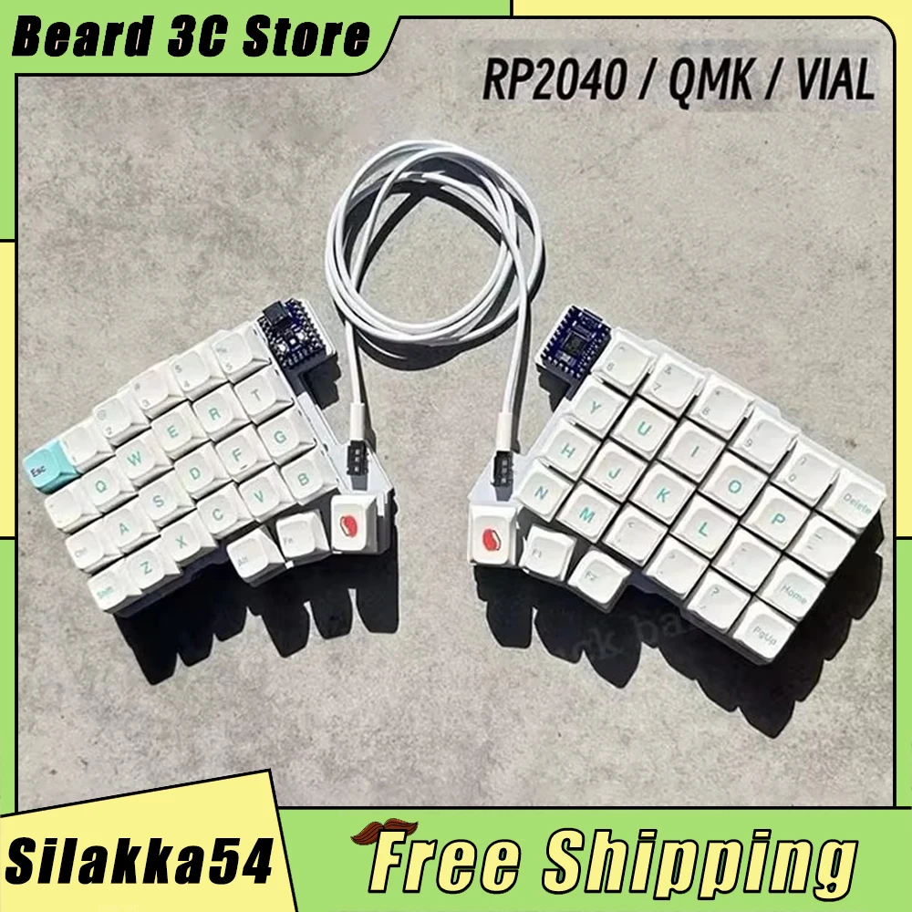 Silakka54 Split Keyboard Wired Hot Swap Support QMK/VIAL Keyboard Ergonomics RP2040zero PC Gamer Accessories Customized