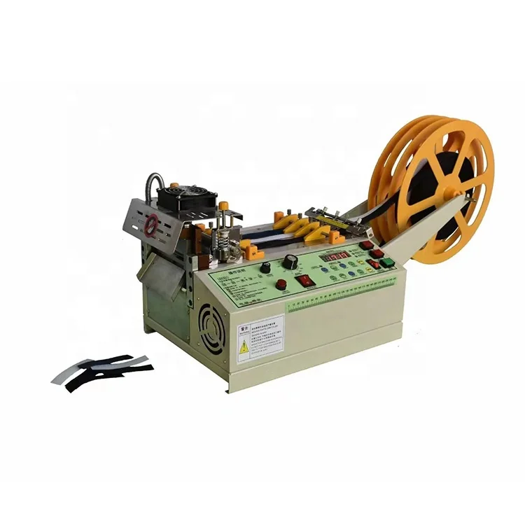 Computer webbing belt band tape rotary cutting and hole punching machine for 45 angle cutting