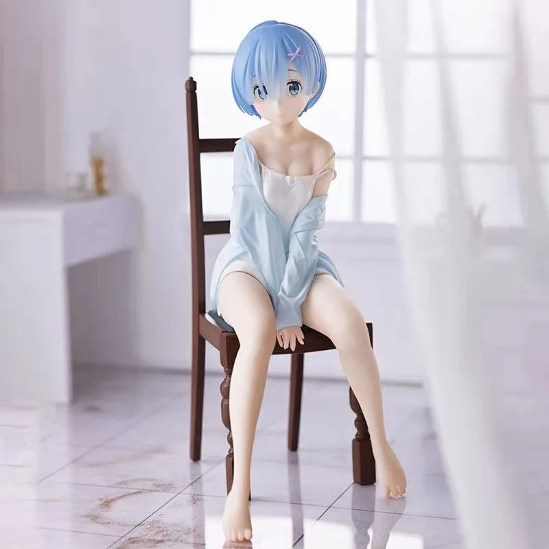 Anime Re: Life In A Different World From Zero Rem Sit On Chairs figuras de acción de PVC, modelo de colección, adorno de juguete, 17cm