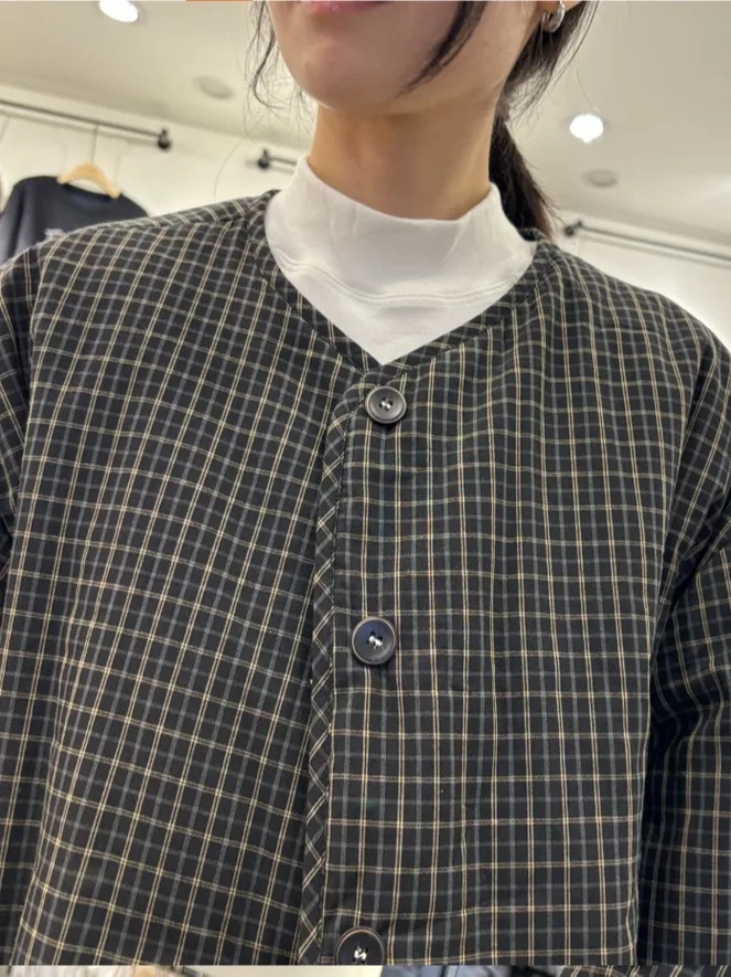 

Ladies Korean Sle round Ne Open Cardigan Double Sided Wear Loose Cotton Jaet Printed Cheered Lazy Feel Autumn Winter