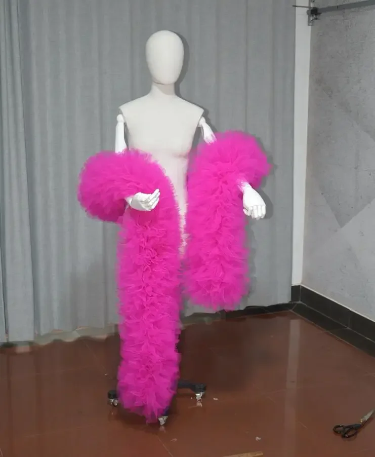 Tule Boa Ruffle Xaile Envoltório, Capa De Palco, Festa De Baile, Clube, Nupcial, Cor Personalizada, Acessórios De Casamento, Moda