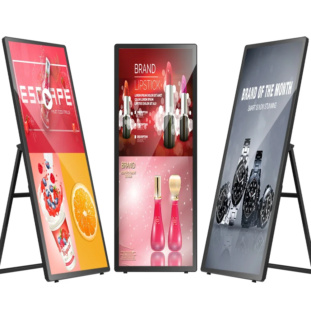 75/86 inch Vertical A-type Portable Digital Signage Display Full Screen Advertising Digital Poster