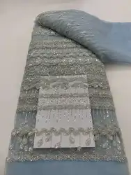 African Heavy Beaded Lace Fabric 2024 High Quality Nigerian Sequin Pearl Lace French Tulle Fabric For Wedding Party Dress