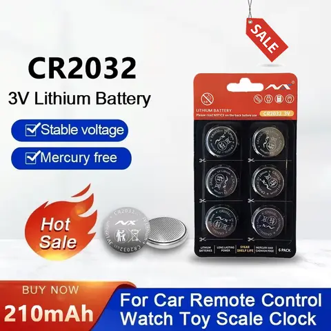 PURFIELD CR2032 3V 210mAh 리튬 버튼 배터리 BR2032 ECR2032 LM2032 5004LC 시계 원격 제어용 코인 셀 시계 배터리