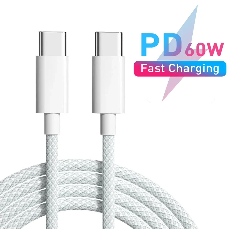 60w pd usb tipo c para tipo c cabo de dados para iphone 15 xiaomi poco carregamento rápido cabos usb c tipo-c cabo de carregador rápido fio